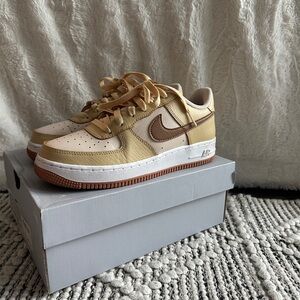 Nike Air Force 1 Low Tan and Brown Sneakers